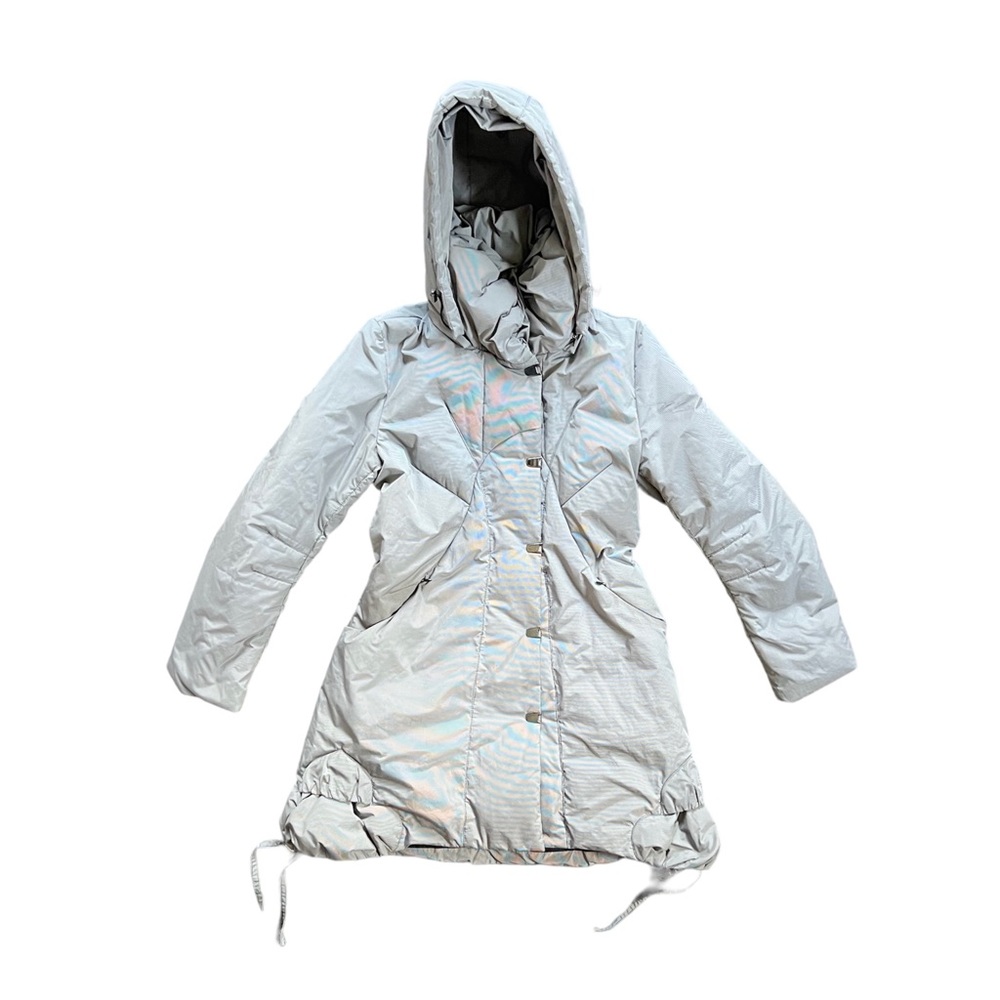 Cinque Insulated Coat Heavy Winter Puffy Hooded Full Zip Jacket Gray Outdoors 36